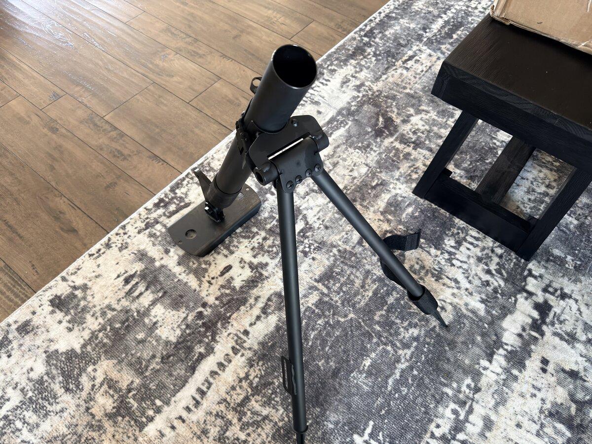 Mortar on a bipod and baseplate